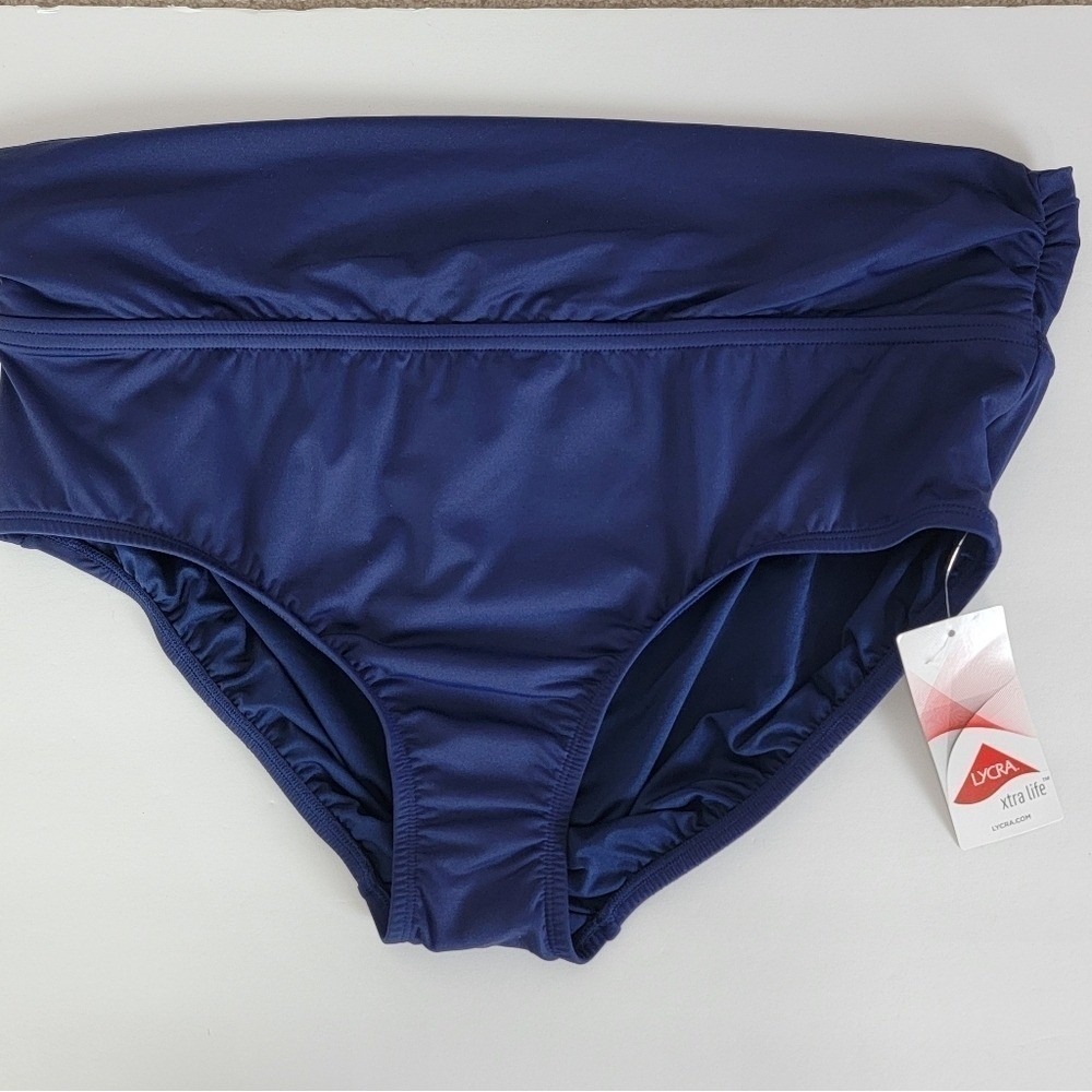 Lands' End Womens Plus Size 1X (16W-18W) Fold-Over Waistband Bikini Swim Bottoms - Picture 5 of 10